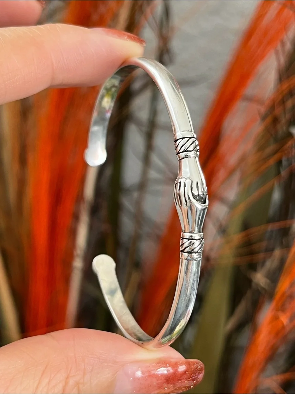 Unisex S925 Silver holding hands cuff Bracelet top seller gift for friend